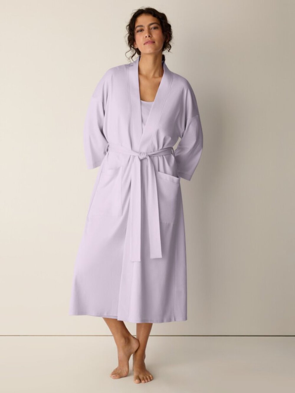 NWT Eileen Fisher LILAC FROST Cozy Organic Cotton Interlock Robe